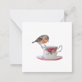 Robin op een Teacup Briefkaart Style Note Kaart