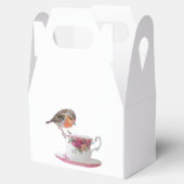 Robin op een thee cup koekjestraktatie bedankdoosjes (Geopend)