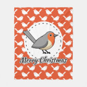 Robin op het Oranje witte vogelpatroon - Merry Xma Fleece Deken (Voorkant)