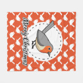 Robin op het Oranje witte vogelpatroon - Merry Xma Fleece Deken (Voorkant (Horizontaal))