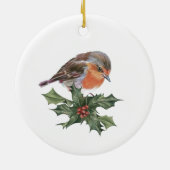 Robin op Holly Keramisch Ornament (Achterkant)