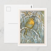 Robin op Snowy Tree Branch Briefkaart (Voorkant / Achterkant)