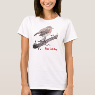 Robin op viyleaf wilde vogels t-shirt