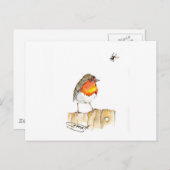 Robin Original Waterverf Design Briefkaart (Voorkant / Achterkant)