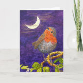 Robin overdenkt de Moon Christmas Kaart (Voorkant)