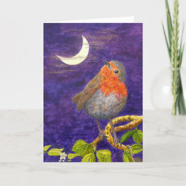 Robin overdenkt de Moon Christmas Kaart