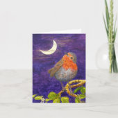 Robin overdenkt de Moon Christmas Kaart (Voorkant)