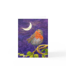 Robin overdenkt de Moon Christmas Kaart