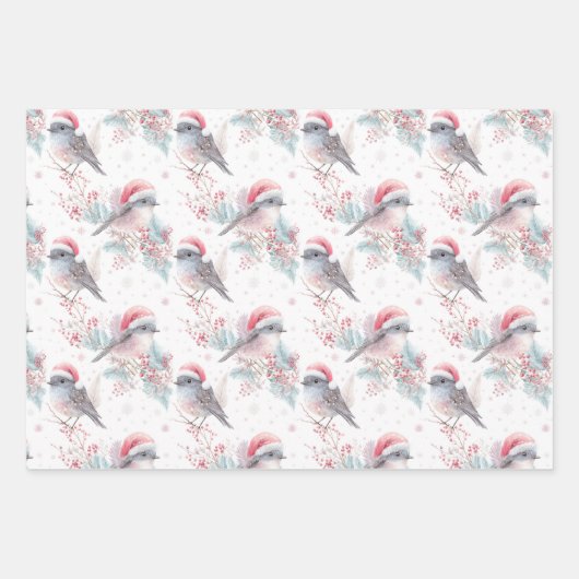 Robin Owl Patronen Zuidelijk Halfrond Kerstmis Inpakpapier Vel (Voorkant 3)