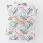 Robin Owl Patronen Zuidelijk Halfrond Kerstmis Inpakpapier Vel (In situ)