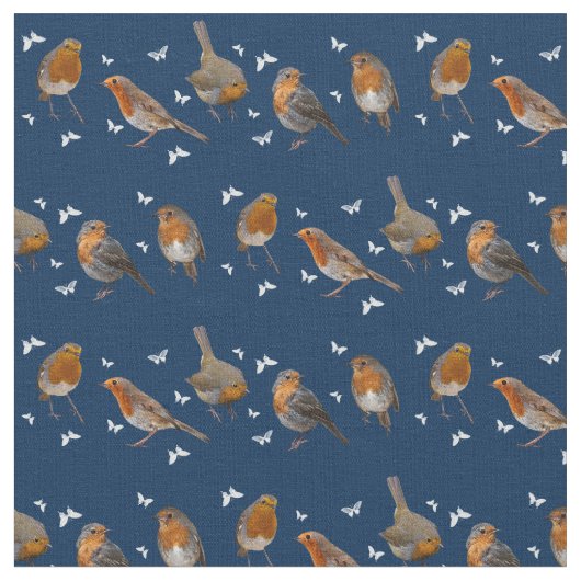 Robin Party Fabric (marine) Stof (Close Up)