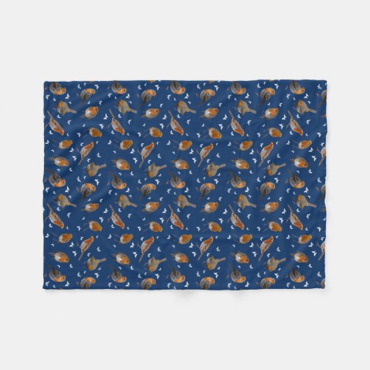 Robin Party Fleece Blanket (marine) (Voorkant (Horizontaal))