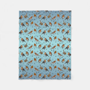 Robin Party Fleece Blanket (Sky Blue Mix) Deken