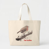 Robin perched on ivy leaf wilde vogels grote tote bag (Voorkant)