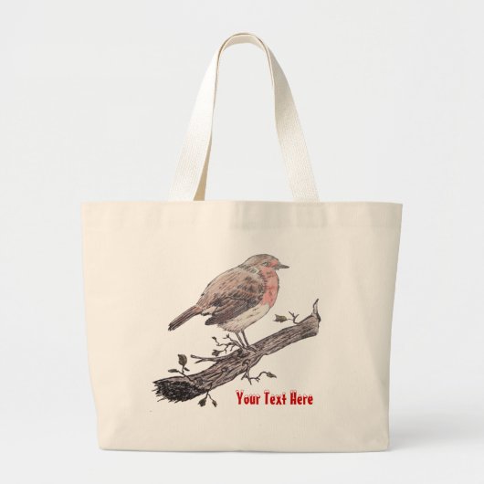 Robin perched on ivy leaf wilde vogels grote tote bag (Voorkant)