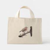 Robin perched on ivy leaf wilde vogels mini tote bag (Achterkant)