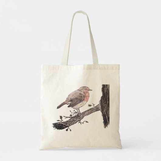 Robin perched on ivy leaf wilde vogels tote bag (Achterkant)