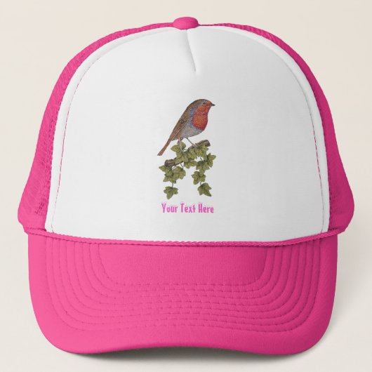 Robin perched on ivy leaf wilde vogels trucker pet (Voorkant)