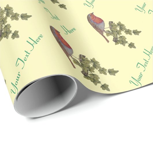 Robin Perched on ivy leafs wilde vogels Cadeaupapier (Rol Hoek)