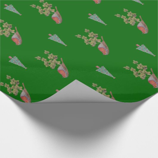 Robin perched on ivy leafs Wilde vogels kerst Cadeaupapier (Hoek)