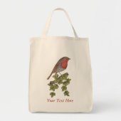 Robin Perched on ivy leafs wilde vogels Tote Bag (Voorkant)