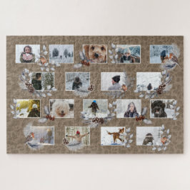 Robin Photo Collage Custom Rustic Kraft Paper bird Legpuzzel