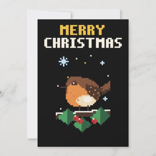 Robin Pixel Art Kerstkaart (Voorkant)