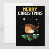 Robin Pixel Art Kerstkaart (Voorkant / Achterkant)