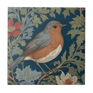 Robin Red Breast Bird William Morris stijl Rechts Tegeltje
