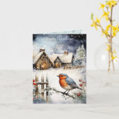 Robin Red Breast Christmas Kaart (Gele Bloem)