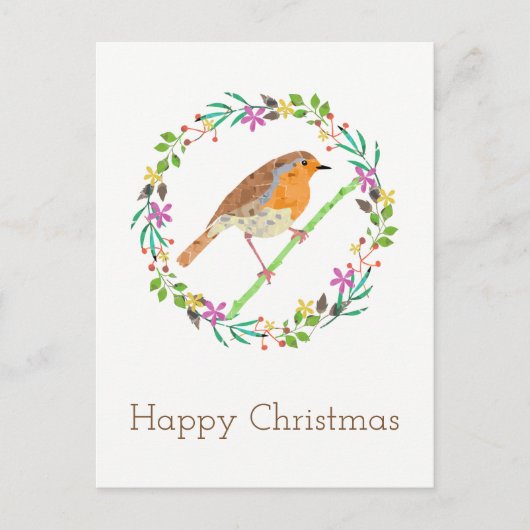 Robin Red Breast, kerstvogel Feestdagenkaart (Voorkant)