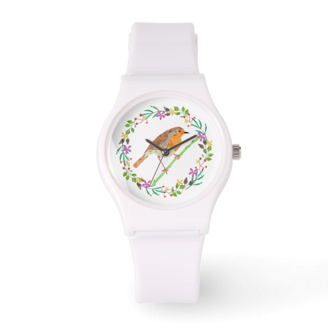 Robin Red Breast, kerstvogel Horloge (Voorkant)
