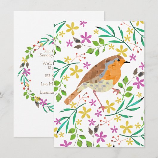 Robin Red Breast, kerstvogel Kaart (Voorkant / Achterkant)