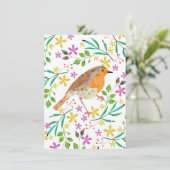 Robin Red Breast, kerstvogel Kaart (Staand voorkant)