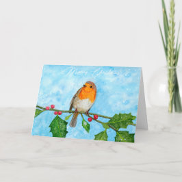 Robin Red Breast na kerstKaart Kaart