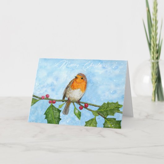 Robin Red Breast na kerstKaart Kaart (Voorkant)