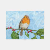 Robin Red Breast Waterverf Fleece Blanket Deken (Voorkant (Horizontaal))