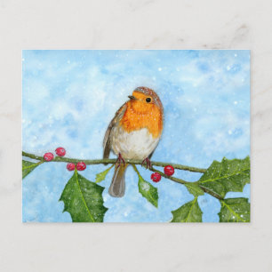 Robin Red Breast Waterverf schilderend Briefkaart