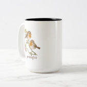 Robin Redbords Birds Personalized Mug Tweekleurige Koffiemok (Voorkant links)