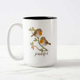 Robin Redbords Birds Personalized Mug Tweekleurige Koffiemok