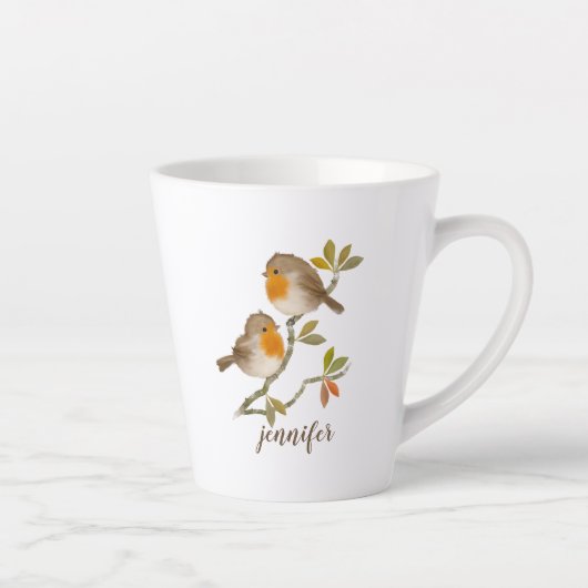 Robin Redborst Birds Personalized Latte Mok (Rechts)