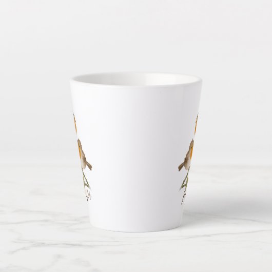 Robin Redborst Birds Personalized Latte Mok (Voorkant)
