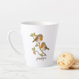 Robin Redborst Birds Personalized Latte Mok