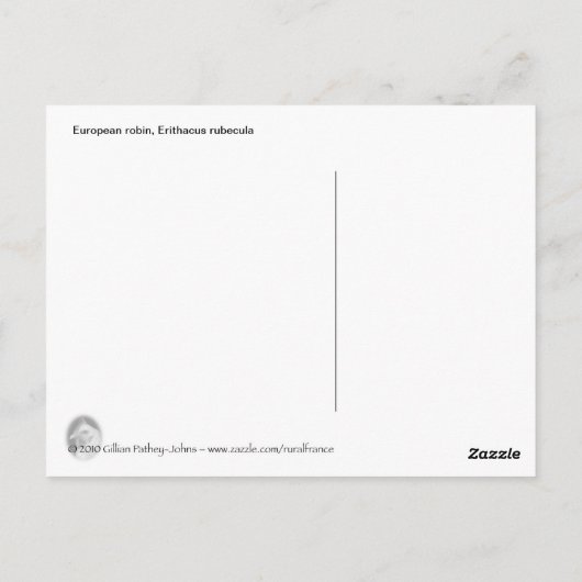 Robin redborstbriefkaart briefkaart (Achterkant)