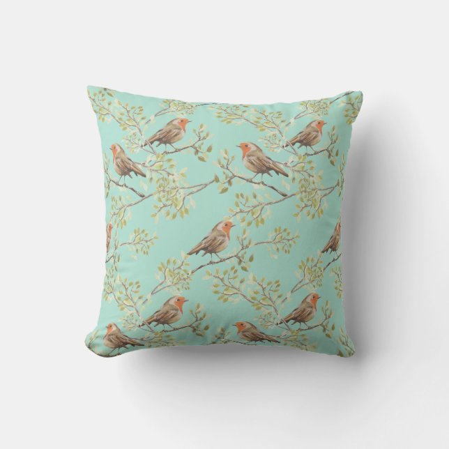  Robin Redbreast Art Pattern Buitenkussen (Voorkant)