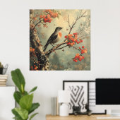 Robin Redbreast op een boomtak Poster (Thuiskantoor)