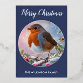 Robin Redbreast Traditionele Wildlife Folie Feestdagenkaart (Voorkant)