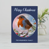 Robin Redbreast Traditionele Wildlife Folie Feestdagenkaart (Staand Voorkant)