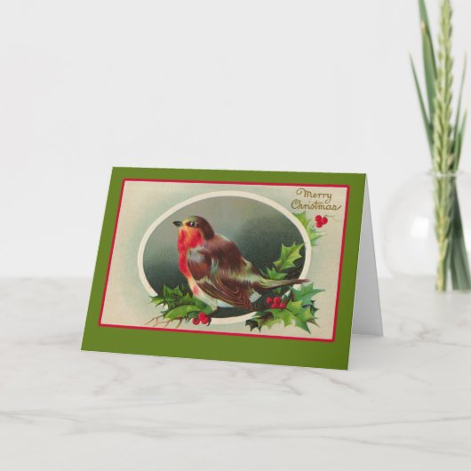 Robin Redbreast Vintage Kerst Kaart (Voorkant)