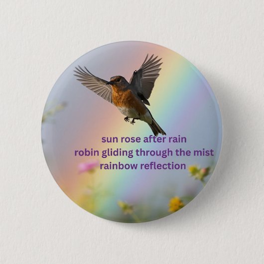 Robin Regenboog Ronde Button 5,7 Cm (Voorkant)